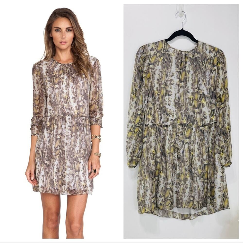Jenni Kayne Long Sleeve Dress in Grey Multi Snake print Size S